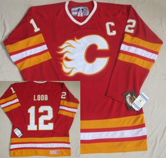 Men's Calgary Flames #12 Hakan Loob 1989 Red CCM Vintage Throwback Jersey Men's Calgary Flames #12 Hakan Loob 1989 Red CCM Vintage Throwback Jersey